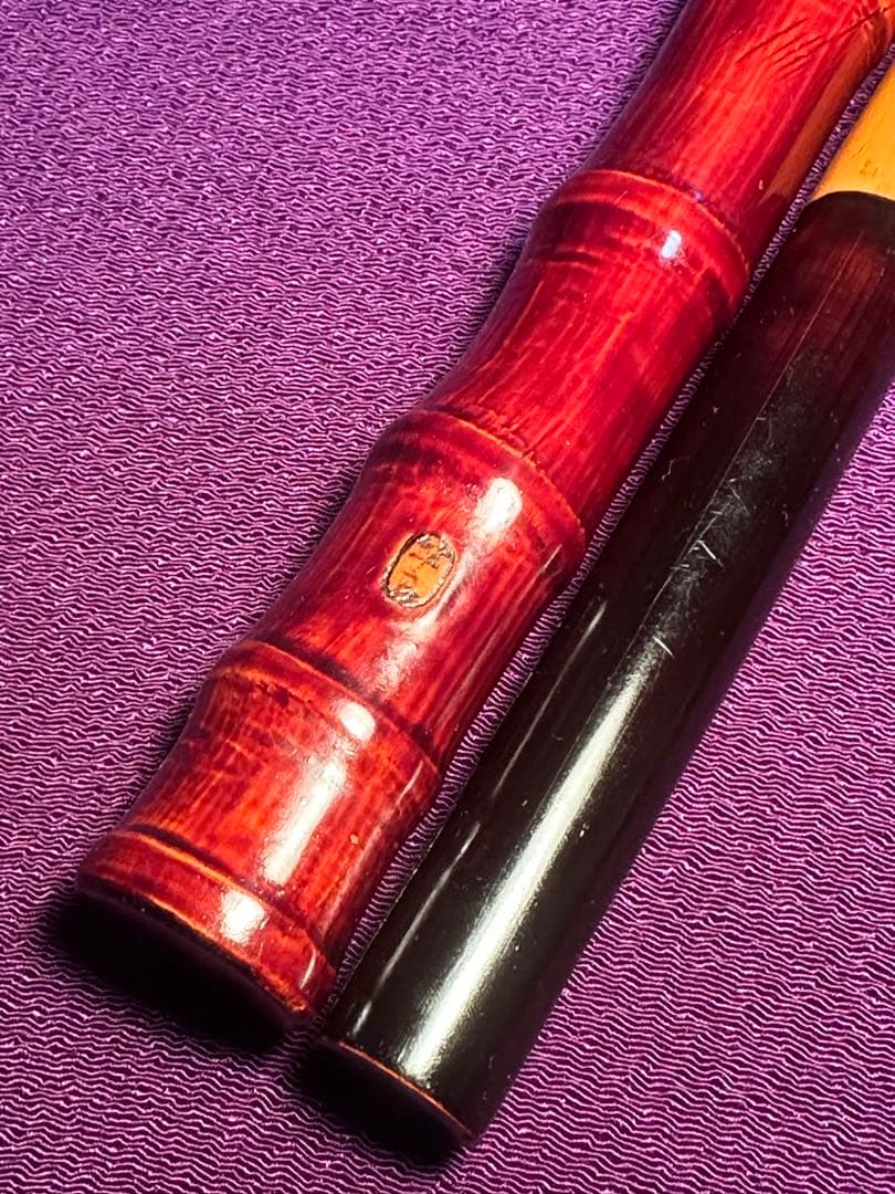 竿良作 丸囲い焼印 金梨地塗口巻 14尺7寸9本継 山女竿 江戸和竿 修復品