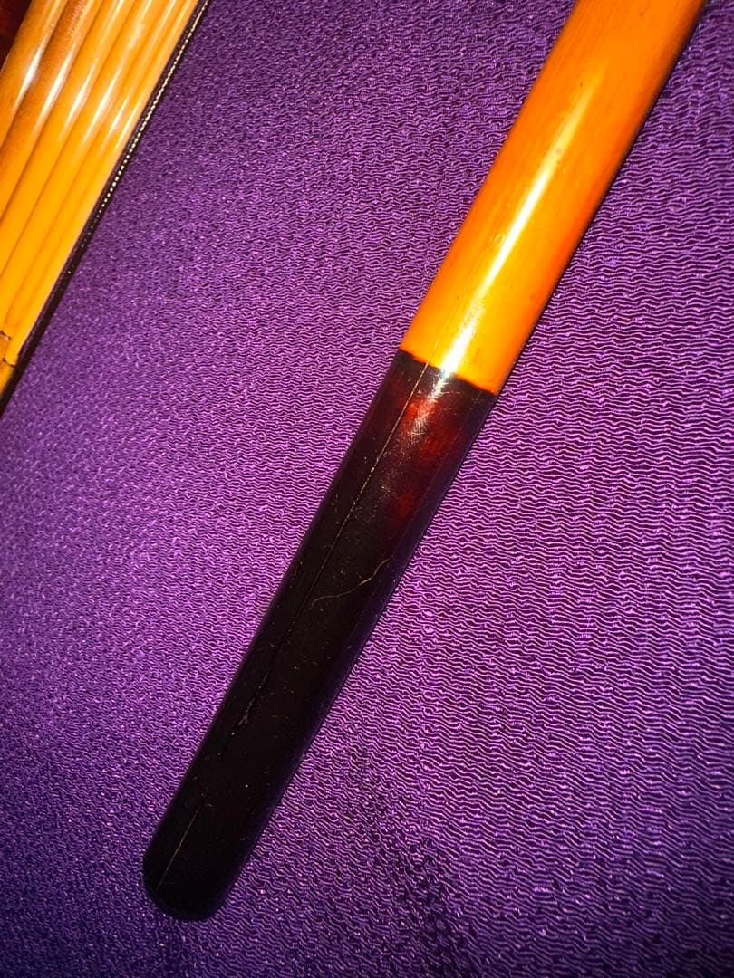 竿良作 丸囲い焼印 金梨地塗口巻 14尺7寸9本継 山女竿 江戸和竿 修復品