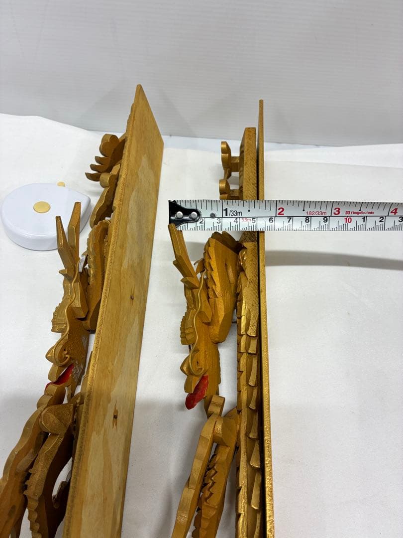 ✡*️様 木製龍彫 3点まとめて 目描き 金粉仕上げ/竜彫刻 /ドラゴン 欄間