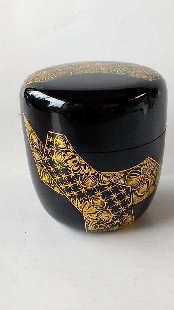 輪島塗 加門彰 作『 棗 扇面乃図 沈金 』漆器 漆芸 茶道具 共箱 共布 新品