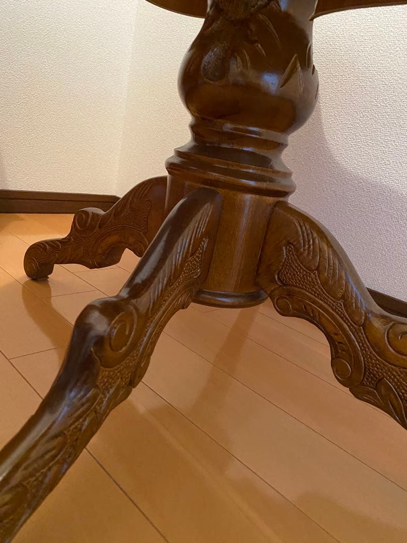 猫脚　象嵌イタリア製　木製テーブル　【注意】地域にては問い合わせ必須