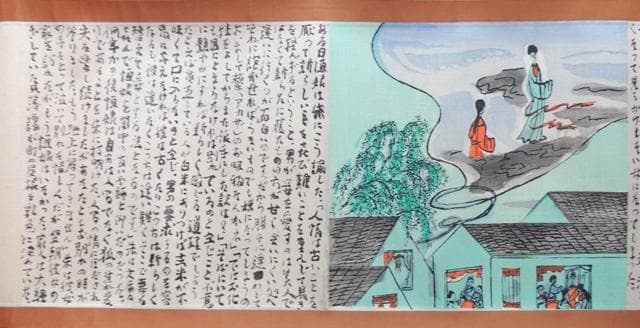 ▼ 聊斎志異 木版画 巻物 ▼ 共箱　峰岸魏山人　/聊齋志異