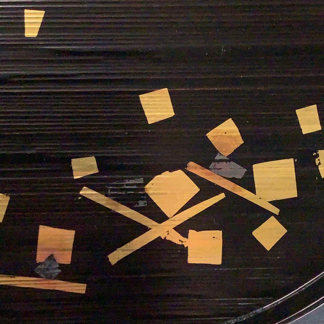 漆塗　丸盆２枚セット　象彦　運び盆　金銀彩　R0726ダ