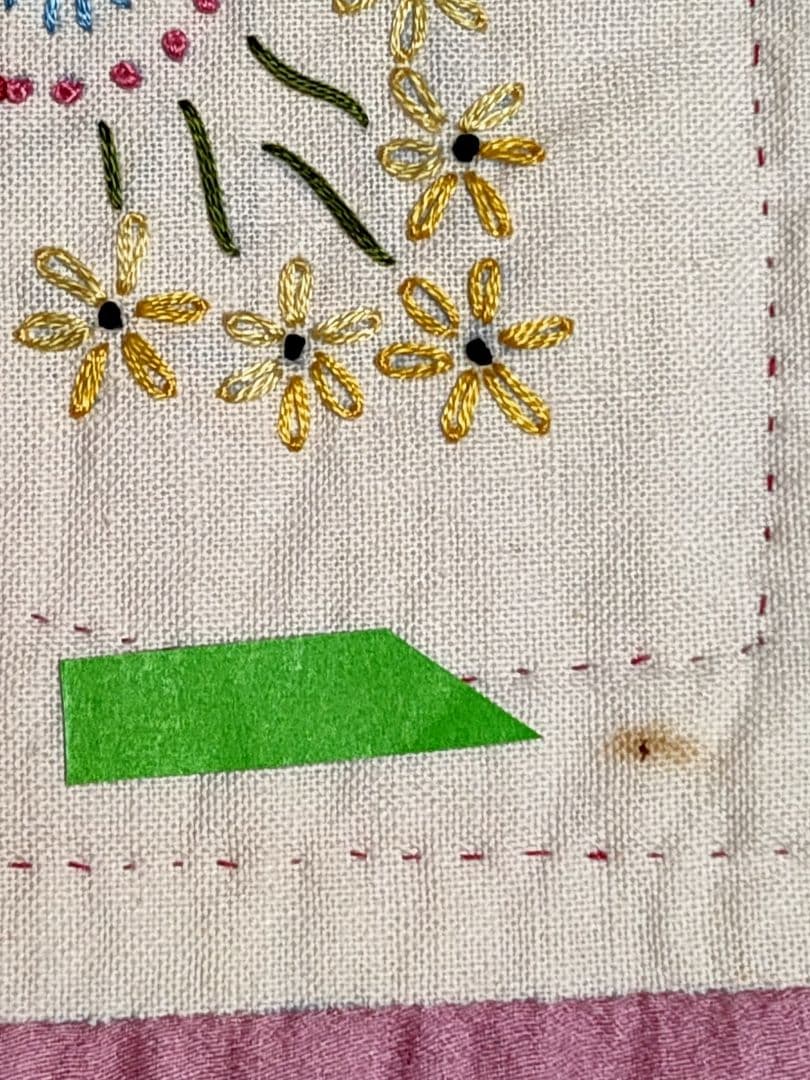 アンティーク キルト C1930 USA 花柄刺繍入り