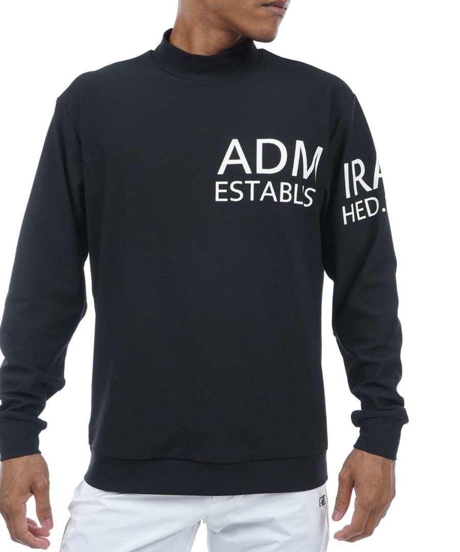 【新品】アドミラルゴルフ メンズ 長袖モックネックシャツ М黒