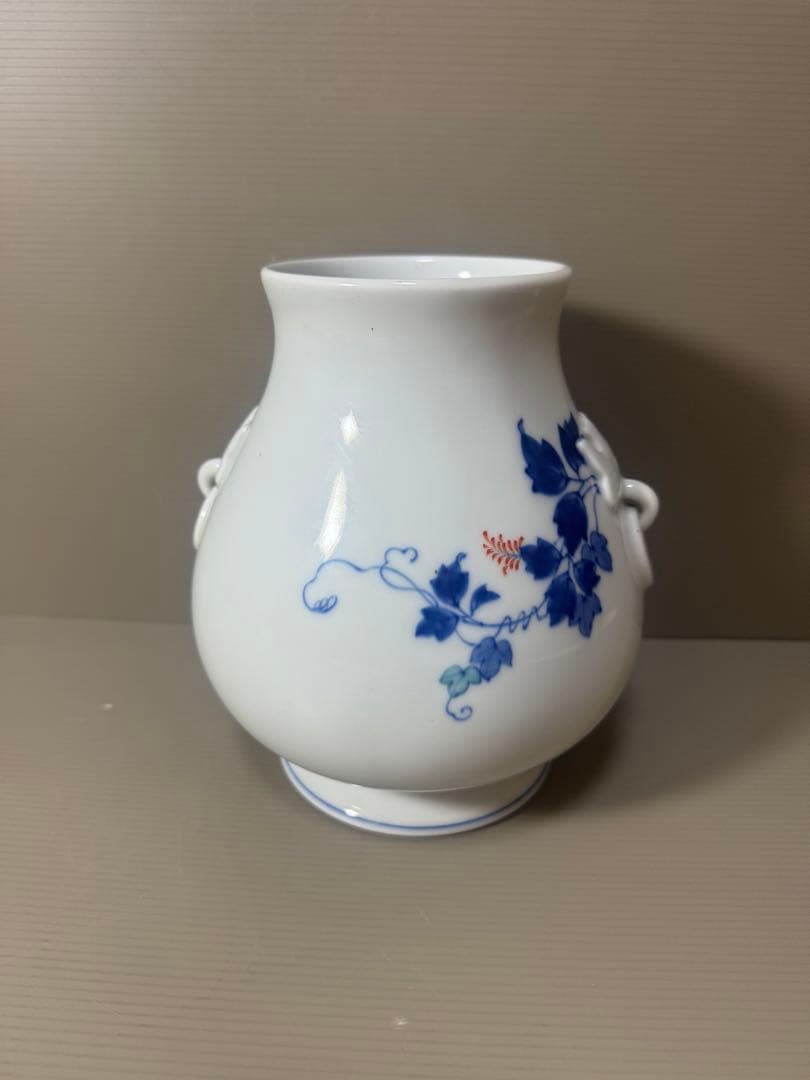 2075 香蘭社　色絵花草　花瓶　時代物