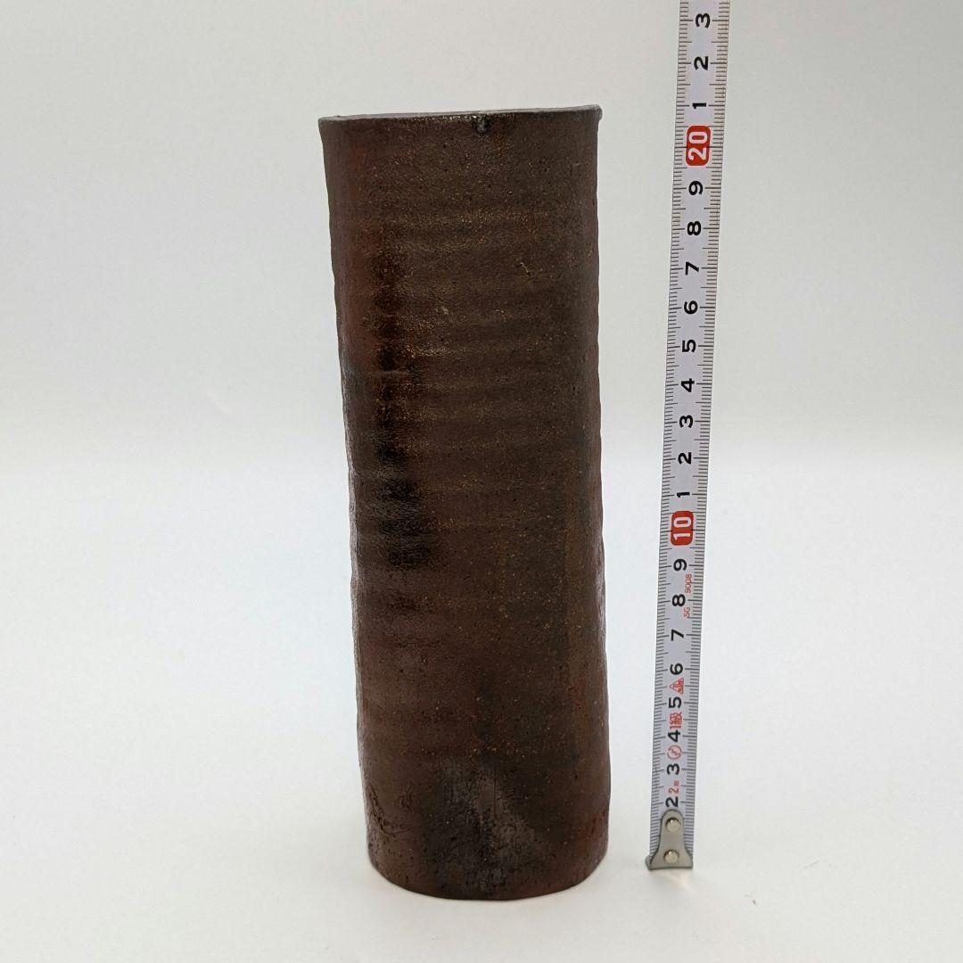 岡山県重要無形文化財 伊勢崎満 備前焼 緋襷四方花入 合箱 花瓶 花器 花生