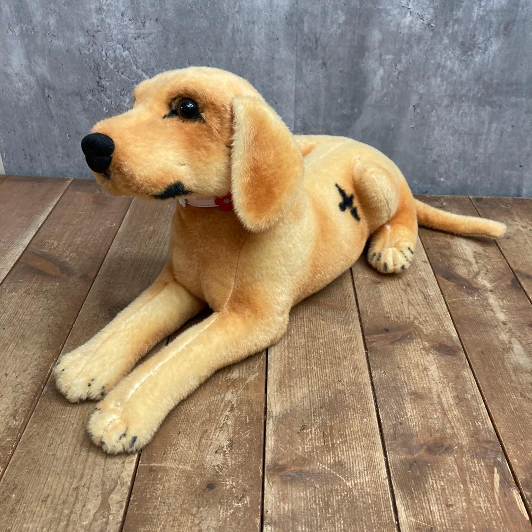 【可愛い】犬 ぬいぐるみ ゴールデンレトリバー ラブラドール レトロ 首輪付き