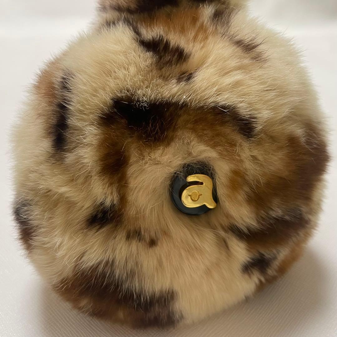 冬ゴルフの必需品⛳️アルチビオ☆ヒョウ柄ラビットファーのイヤーマフ☆希少品