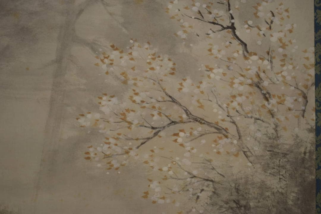 真作/佐藤古岫/山居春色図/桜花門前山水図/桐共箱付/布袋屋掛軸HI-609