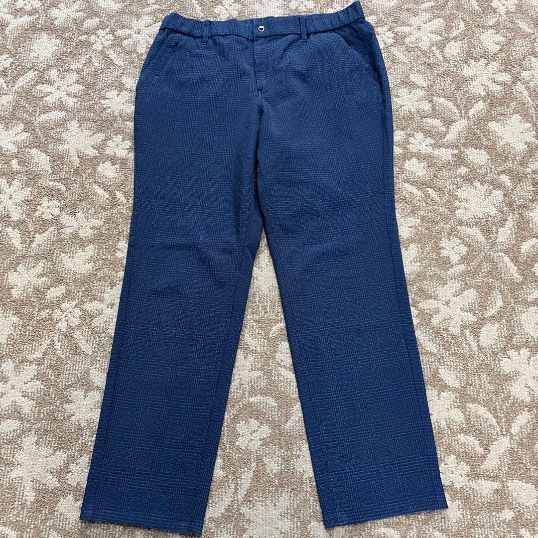 adabat ネイビー チェック柄 メンズゴルフスラックス