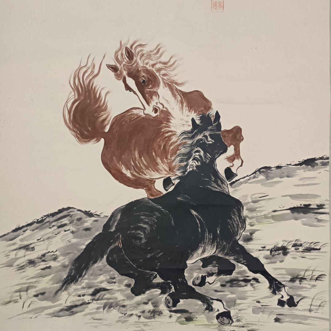 開運 縁起 繁盛 おもてなし 軸 絵 馬 中国 美術 インテリア