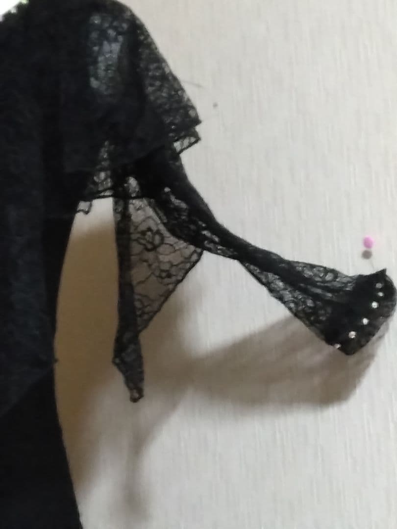 社交ダンス用黒ドレス 、レースショール付き、新品未使用、フリー