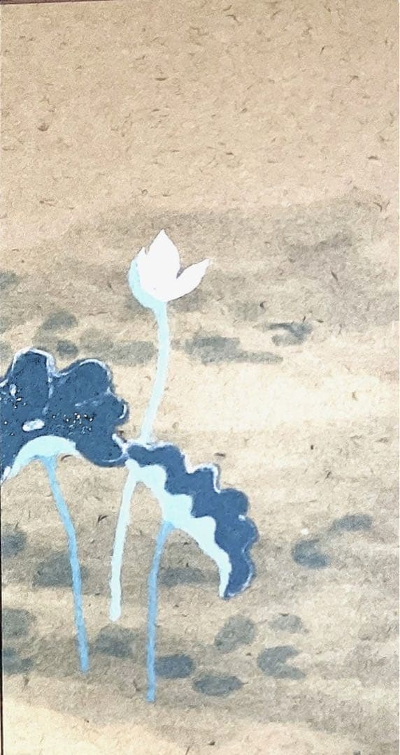 四つ折り屏風　日本画　紙本彩色　『蓮花』