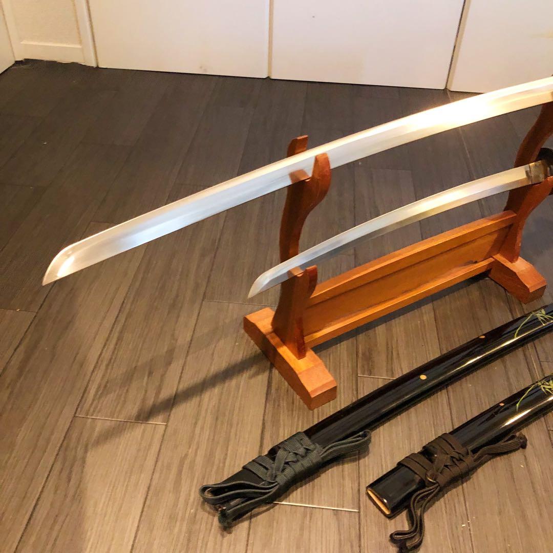 高級模造刀　高級居合刀　 土佐美術刀剣　大小セット　本研波刃　竹笹柄