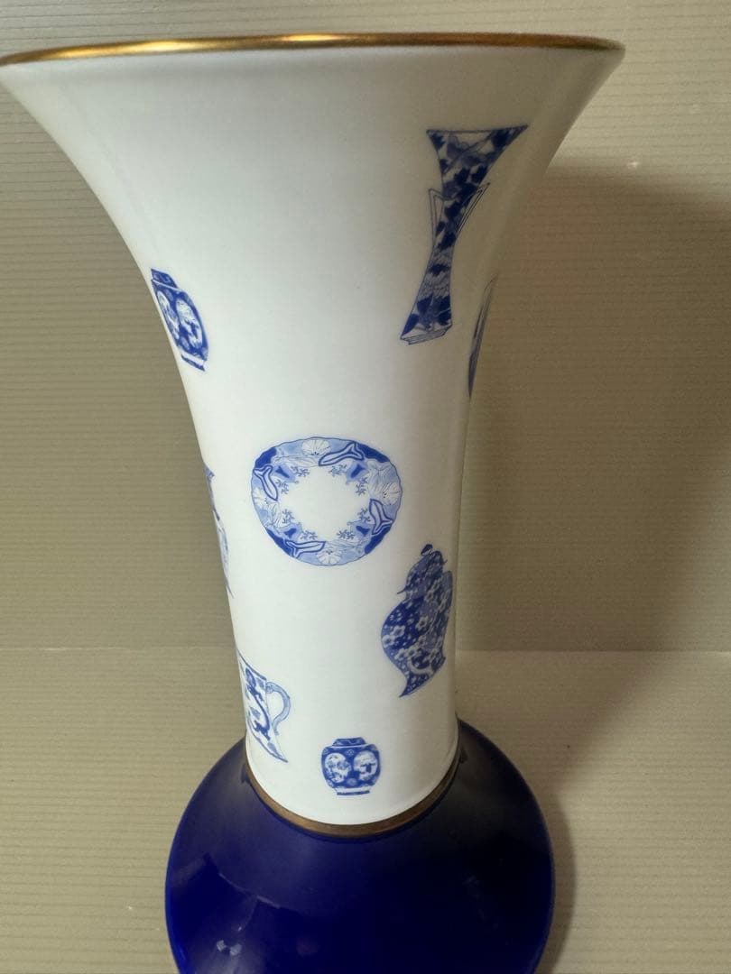 2924 深川製磁　ブルーチャイナ　花瓶　未使用