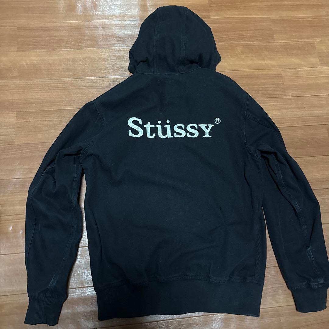 Stüssy フード付き ブラック ジャケット ジップパーカー