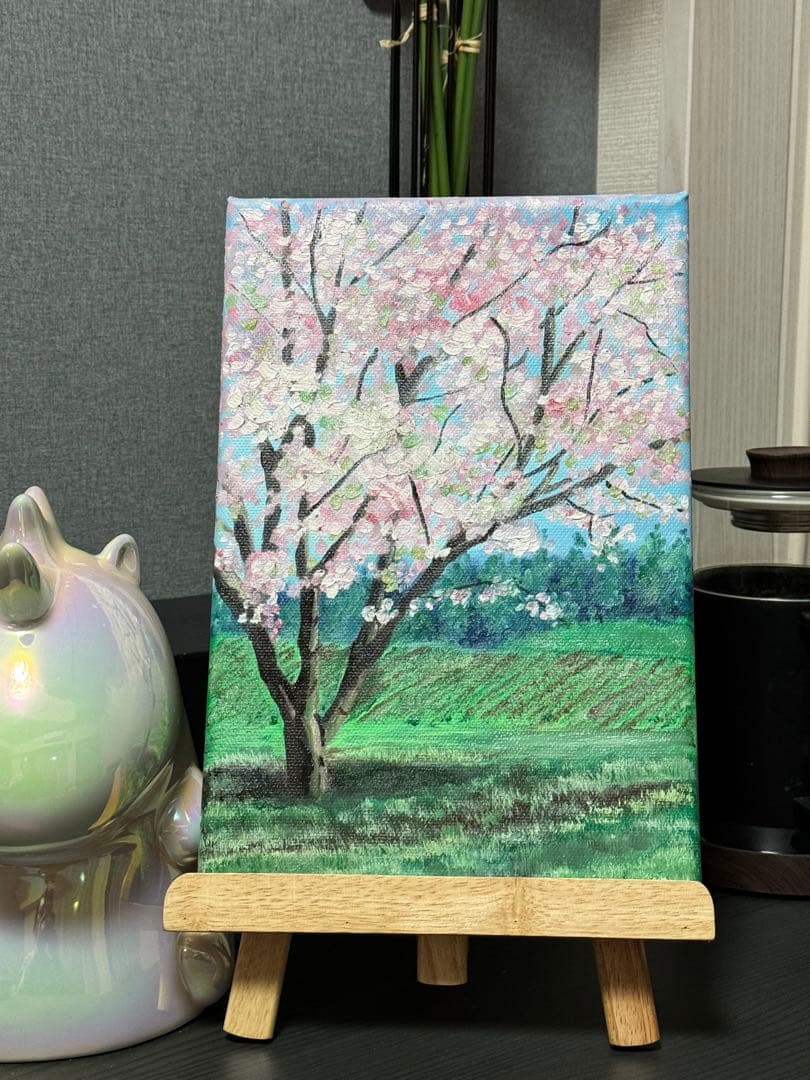 「春の意」　手描き　油絵　風景画　原画　油彩画　印象派