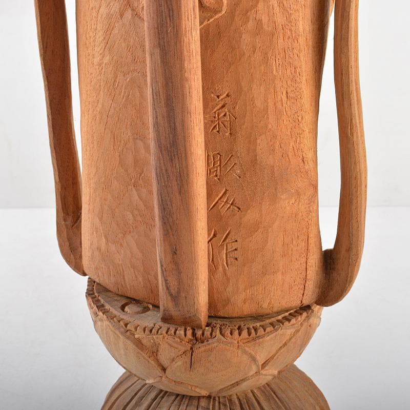 仏教美術　米林菊彫人作　木彫　聖観世音菩薩像　仏像　共箱　V　R6142B