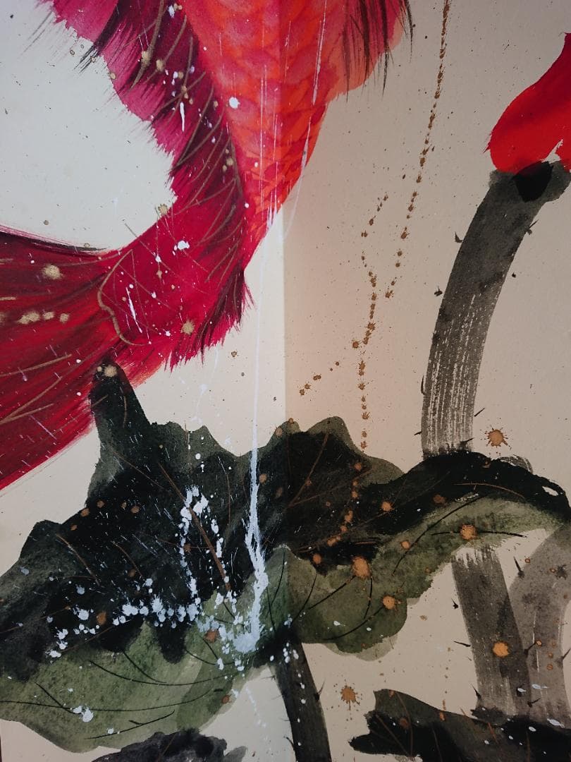 絵画　彩絵　墨彩絵　屏風絵　日本画　置物　インテリア　工芸品　美術品　A1587