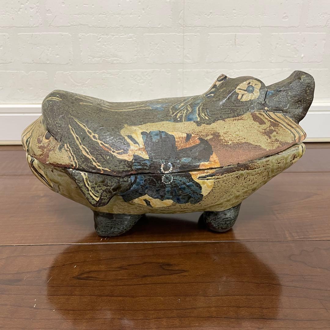 【魚の宮】　山内瑠璃子　練り込み　大島窯　置物