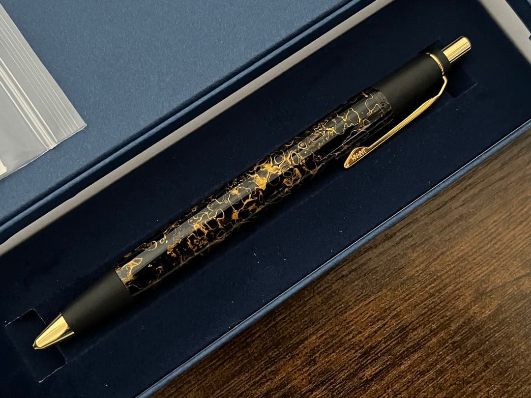 野原工芸　新型シャープペンシル　兆春塗り　黒金　漆金箔　固定式口金付き