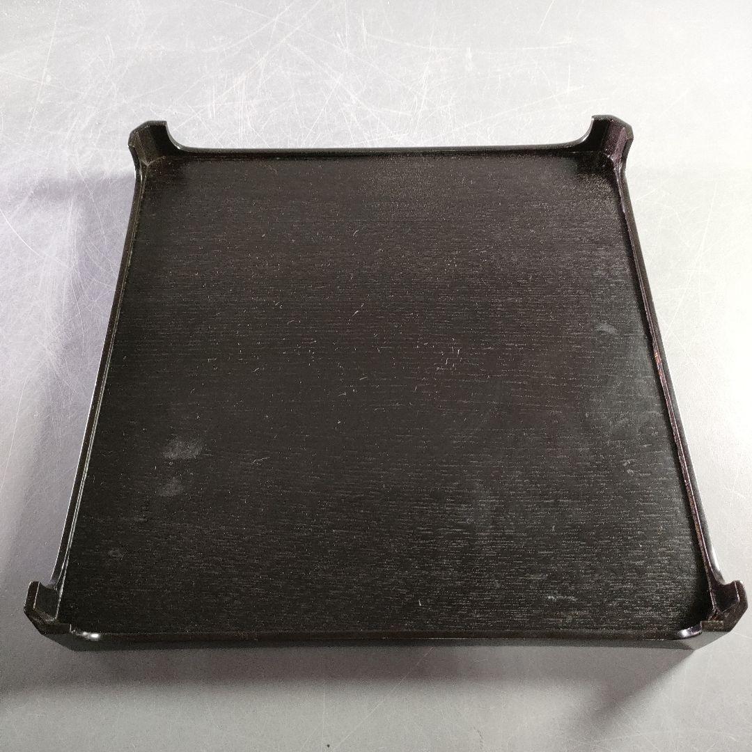 A895-8/道正 造/朱塗草花図絵替膳5客/木曽漆器/銘々皿/