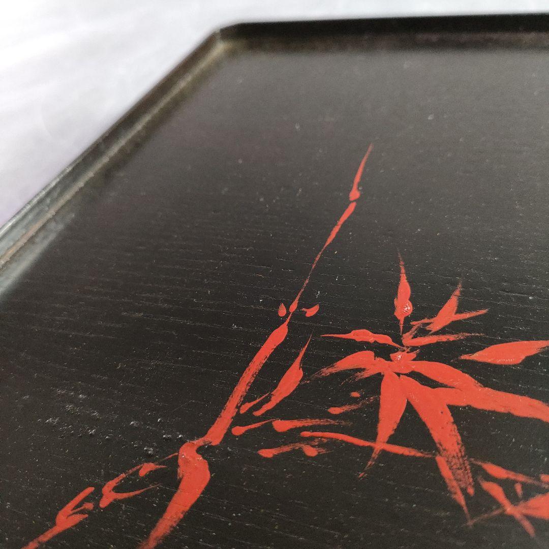 A895-8/道正 造/朱塗草花図絵替膳5客/木曽漆器/銘々皿/