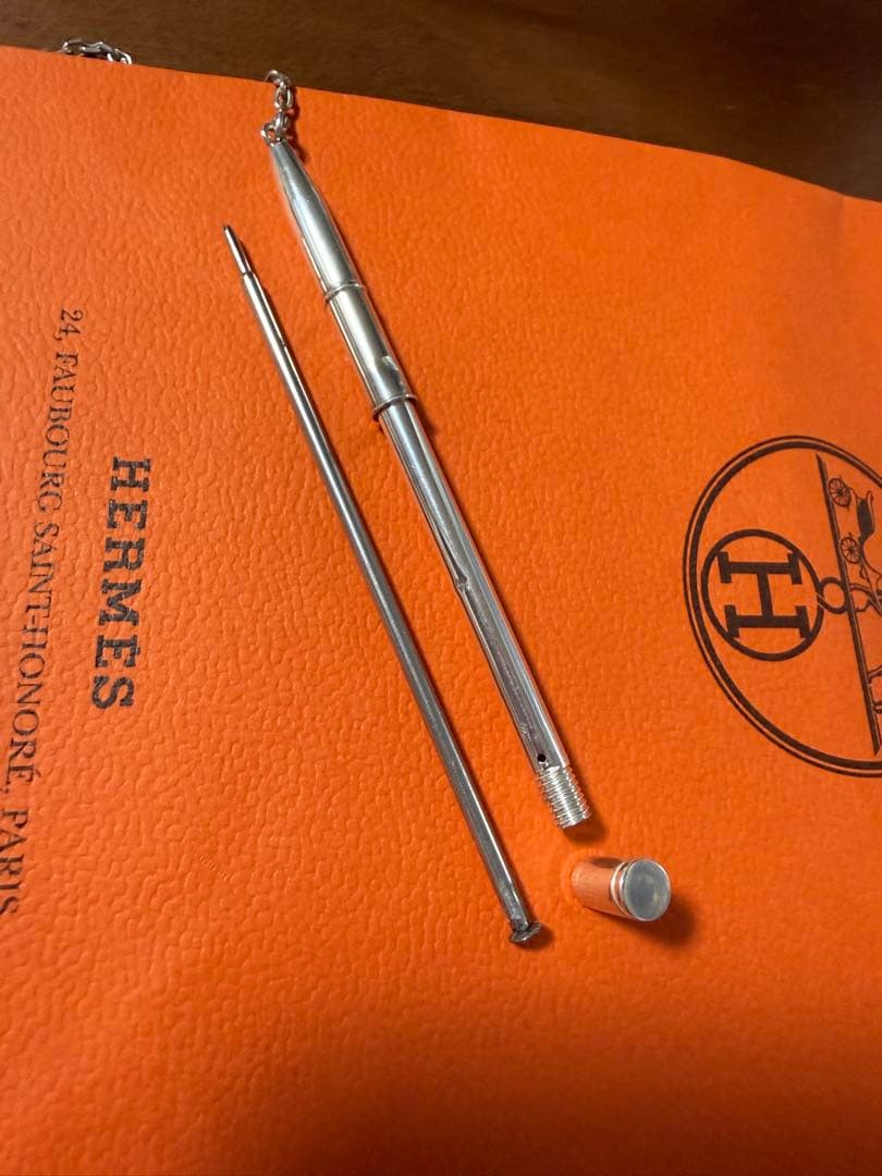HERMES エルメス　シルバー925 チェーン付きボールペン　傷多数有り