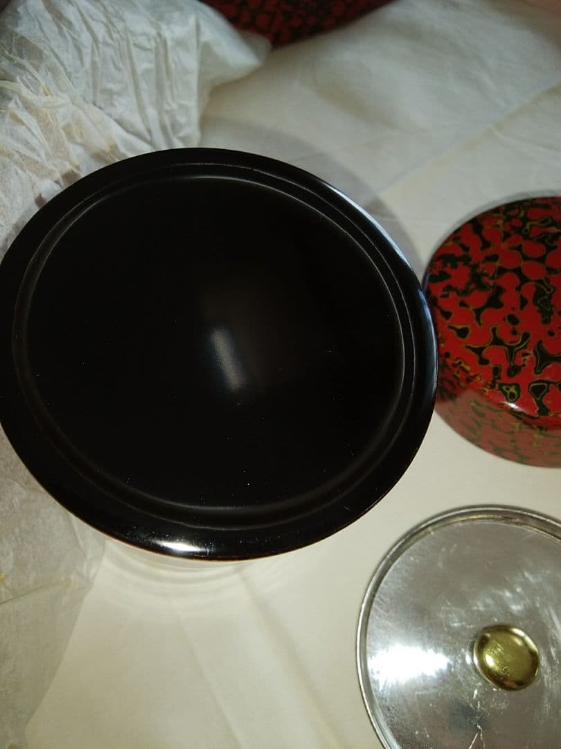 新品未使用 津軽塗 唐塗り 伝統工芸品 茶道具セット 茶びつ 茶托 茶筒 急須台