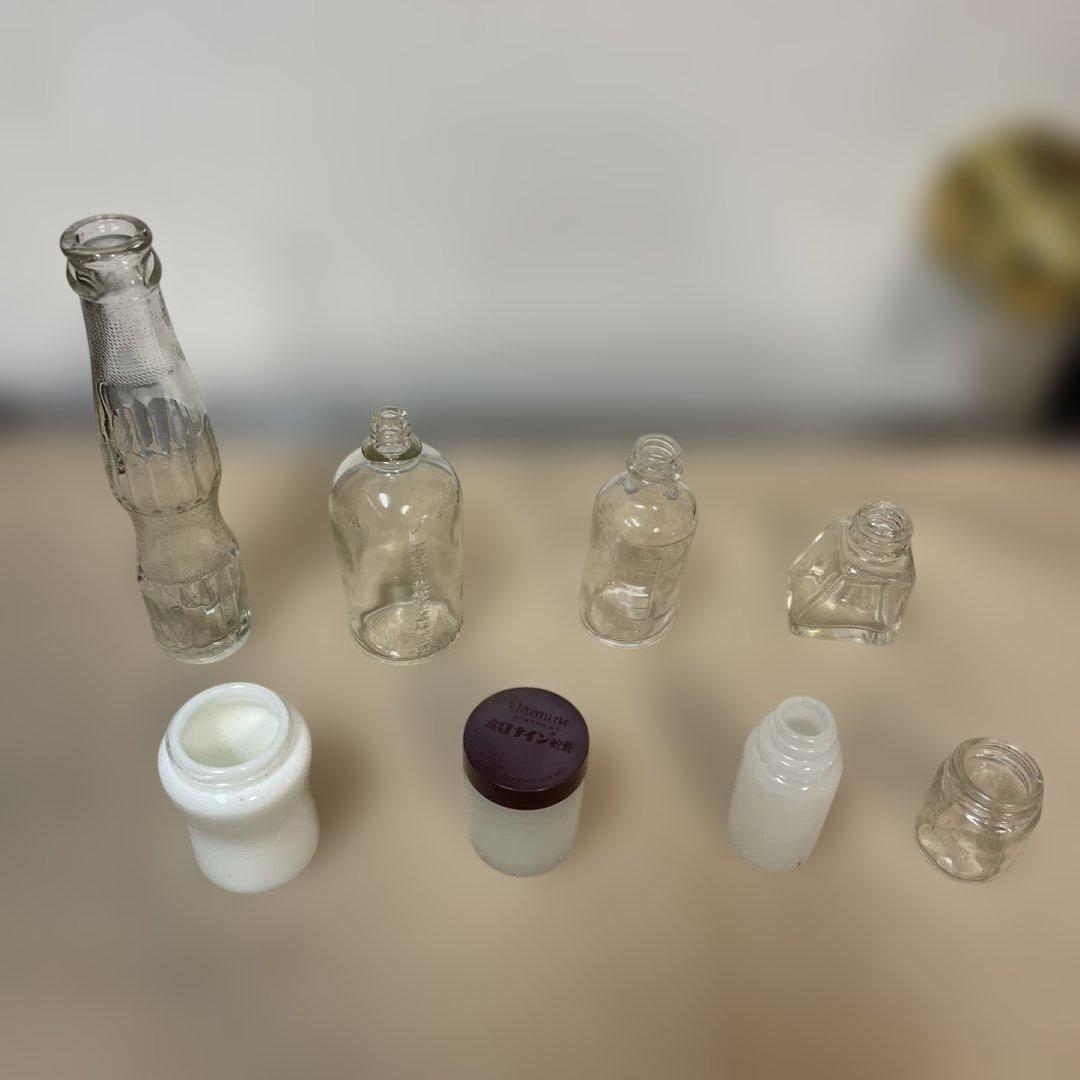 MR-450A 透明ガラス瓶 8個セット　アンティーク　レトロ　コレクション　瓶