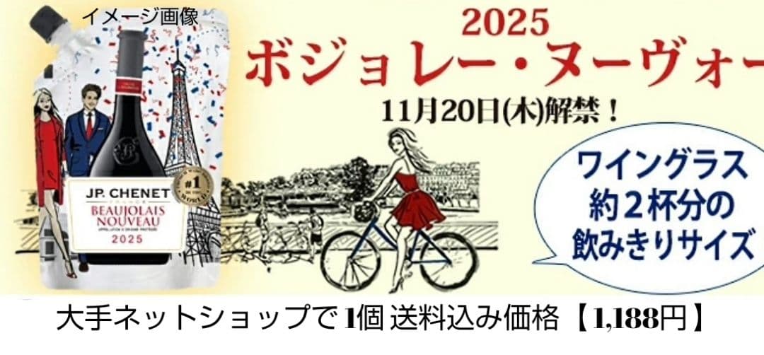 飲み会用 限定赤ワイン(2025年版ボジョレーヌーボーイージー)ラスト20個格安