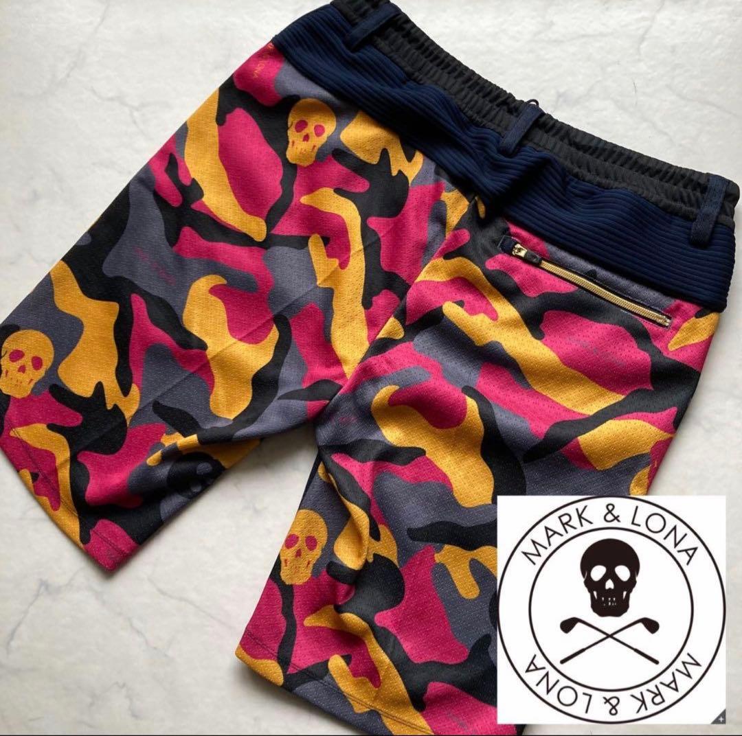 ⛳️極美品 メンズXL マークアンドロナ カモフラージュ柄 ハーフパンツ紺