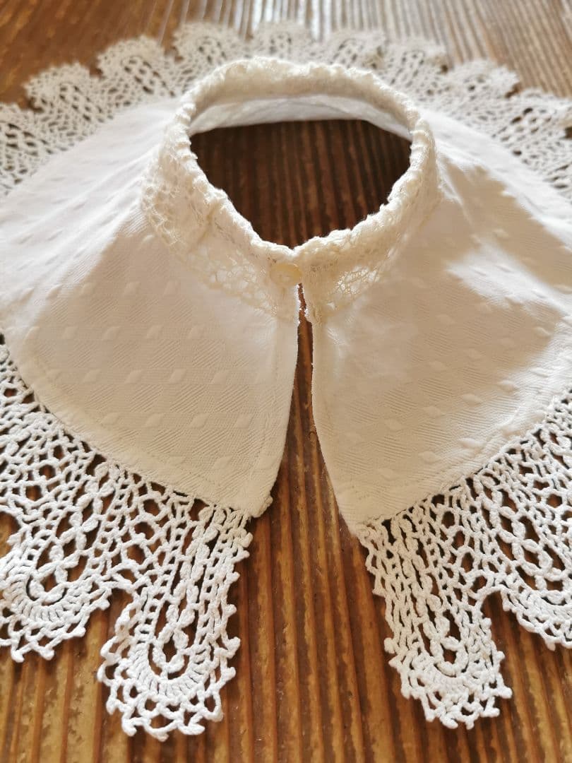 アンティークフランス ピケドプロヴァンス♢ ルピュイ クロシェ編レース装飾付け襟