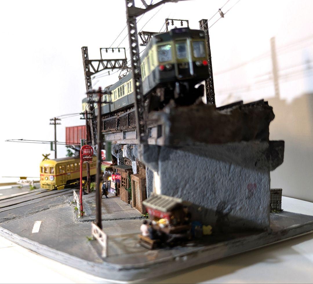 T*y様 Ｎゲージ・ミニジオラマ【昭和の京成町屋ガード下・都電のある情景】車両付