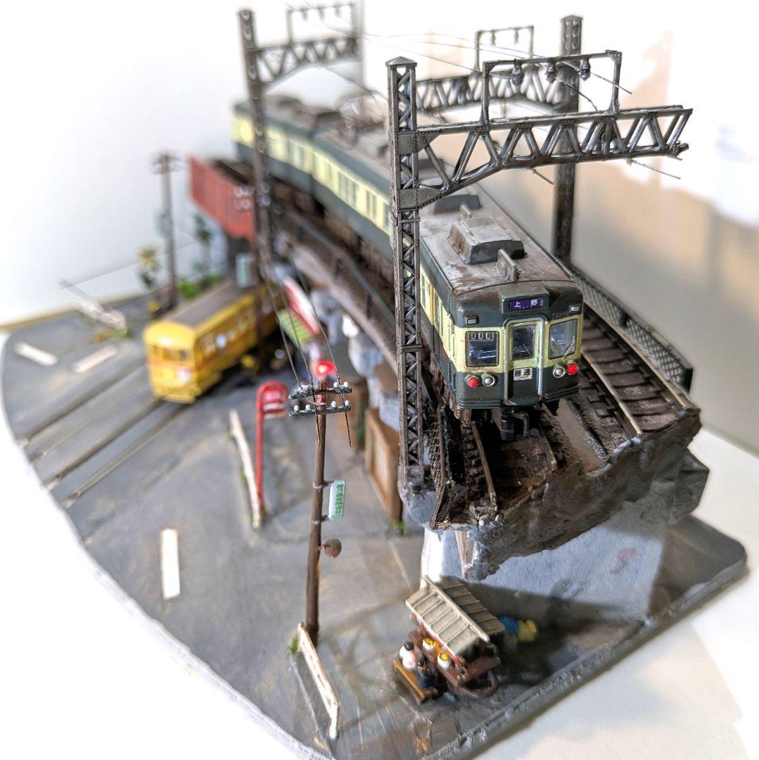 T*y様 Ｎゲージ・ミニジオラマ【昭和の京成町屋ガード下・都電のある情景】車両付