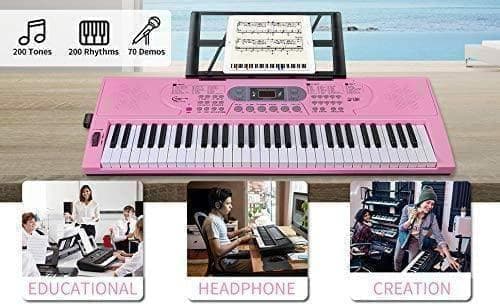 【M1953-114-80】光る鍵盤 61鍵電子ピアノ 初心者用