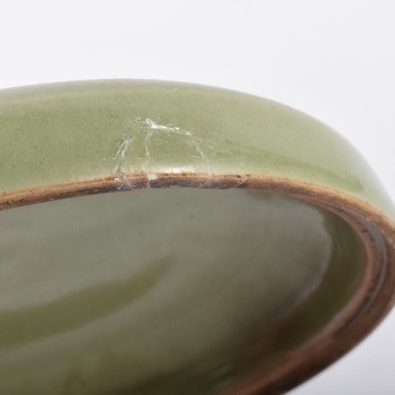 中国　龍泉窯青磁　刻花文　香合　盒子　N　7070E