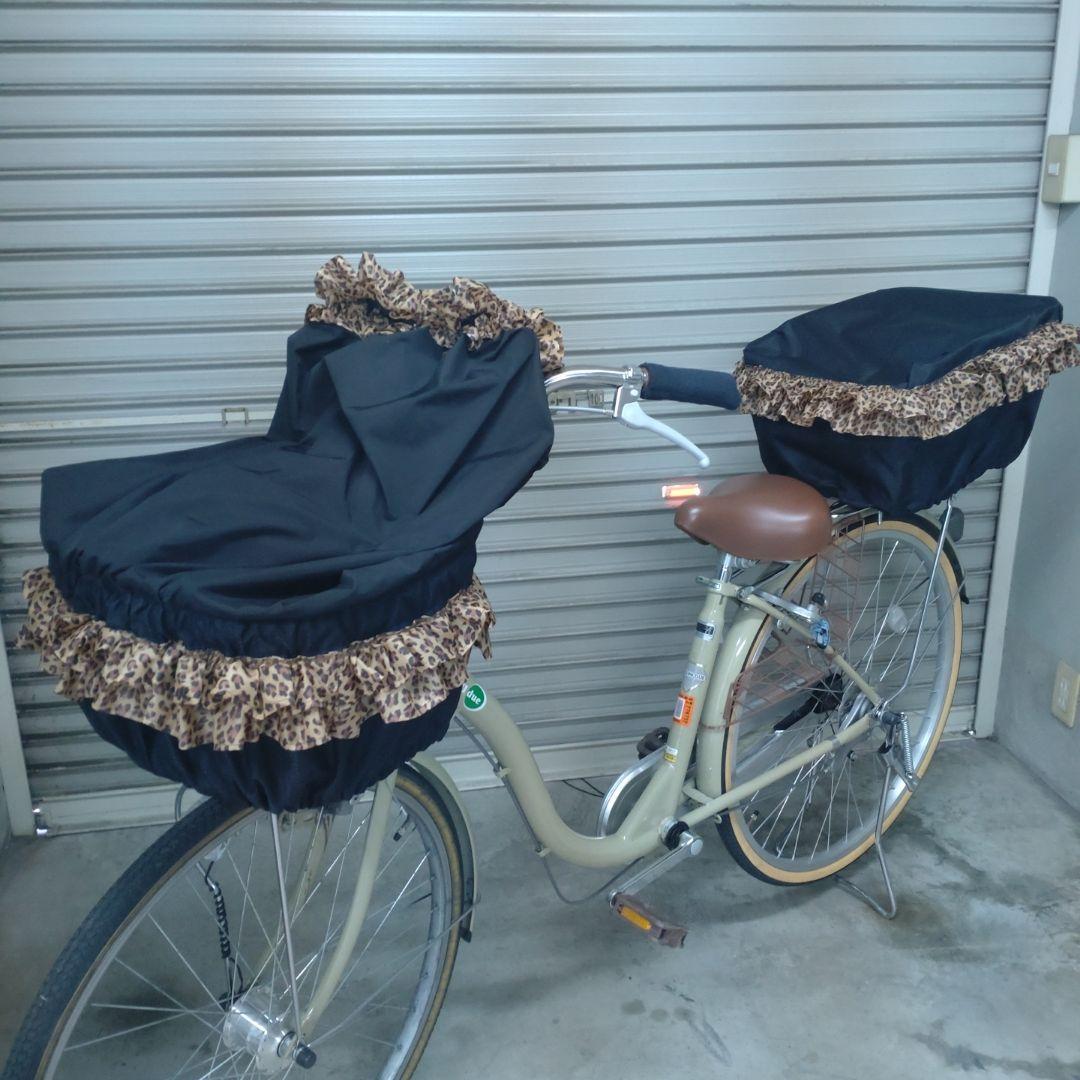 ✨maimi❁¨̮♥レオパードフリルＸブラック　後ろカゴカバー