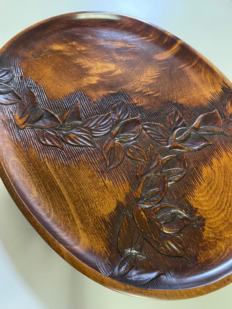 《草木彫》 川添日記 水芭蕉 大皿 百年うつわ神様からの贈りもの 珍品