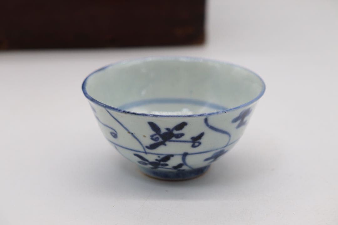 中国　清時代中期　染付湯呑み7点　中国茶器　木箱入　送料込み0515