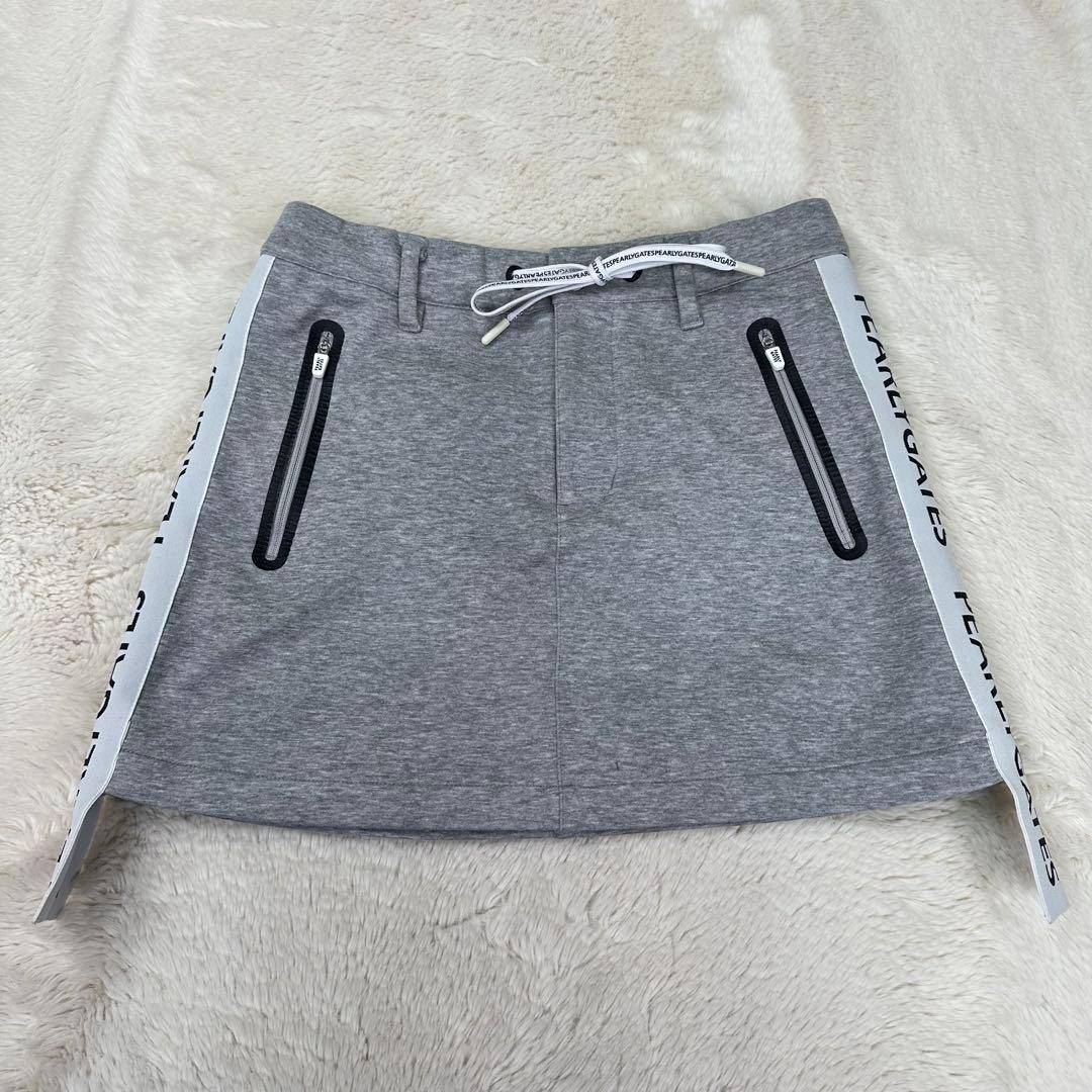 ✨美品✨パーリーゲイツ ロゴテープ スカート グレー 0 スウェット ストレッチ
