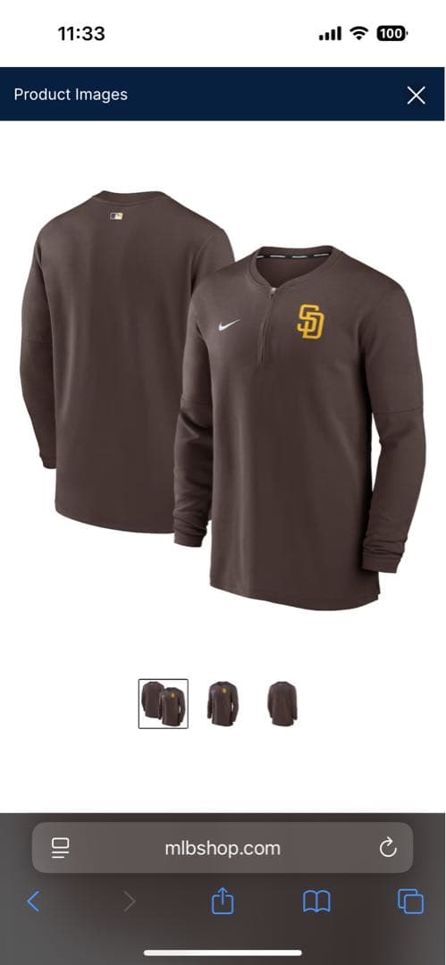 日本未発売　パドレス　クォータージップトップSan Diego Padres 1