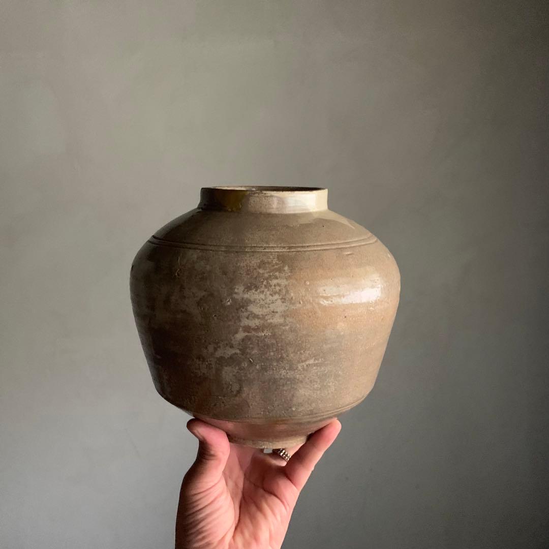 景色豊かな 李朝 壺 朝鮮美術 雨漏り手 古美術 古道具 アンティーク