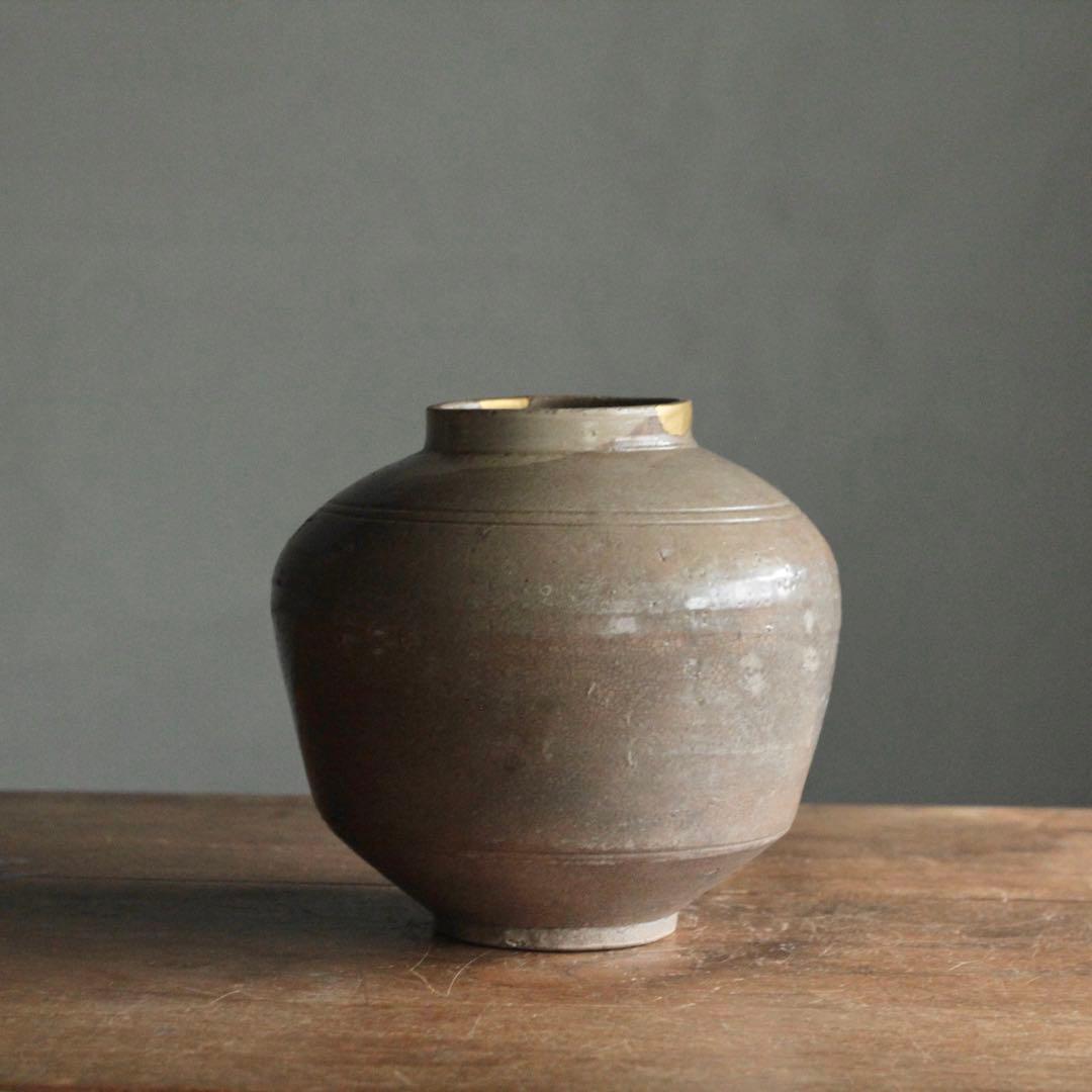 景色豊かな 李朝 壺 朝鮮美術 雨漏り手 古美術 古道具 アンティーク