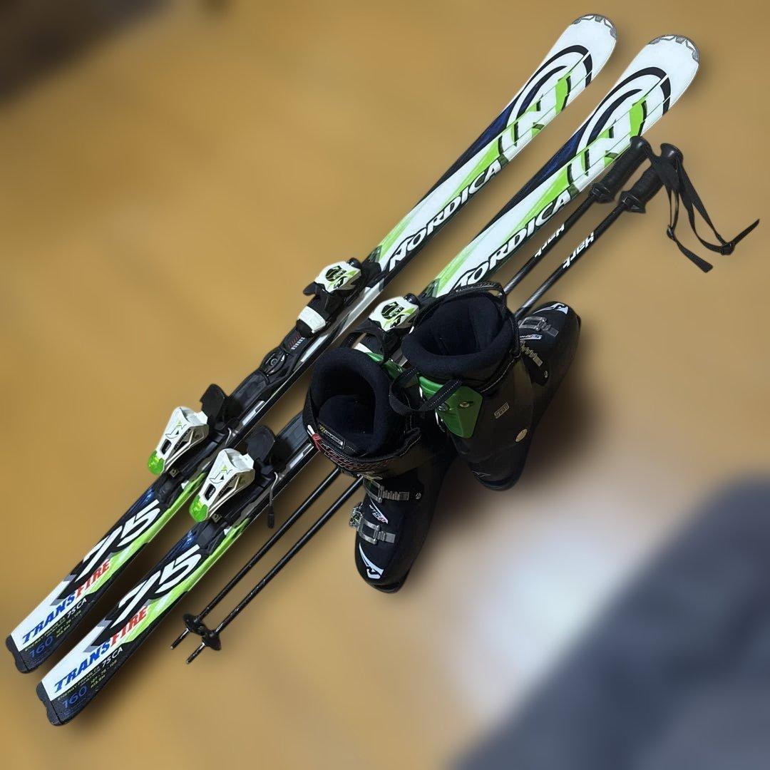 Nordica スキーセット 160cm スキー板 ストック 靴 27.5cm