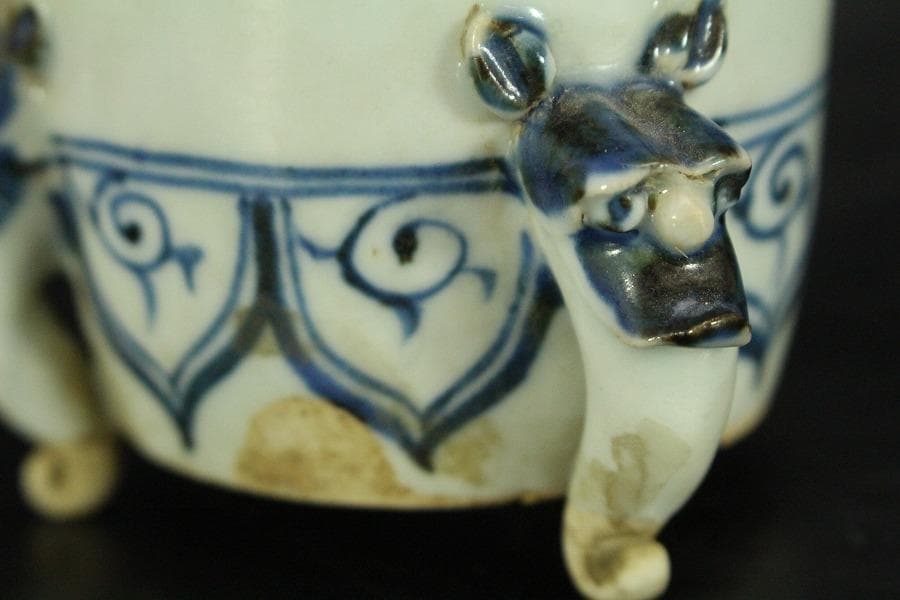 中国美術 青花 龍紋 筆筒(HA511)