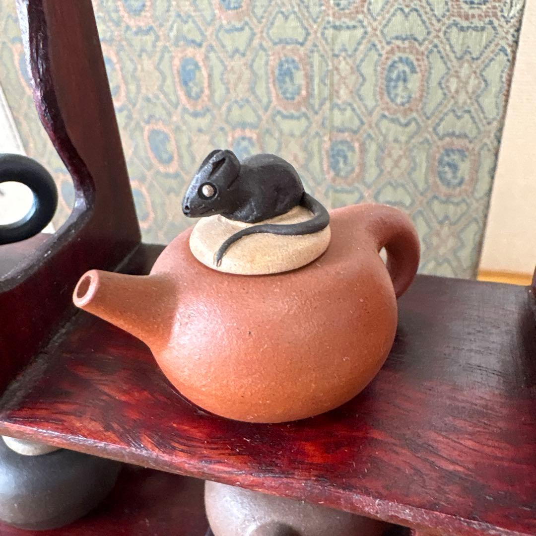 宣興微型紫砂　急須と飾り棚のセット