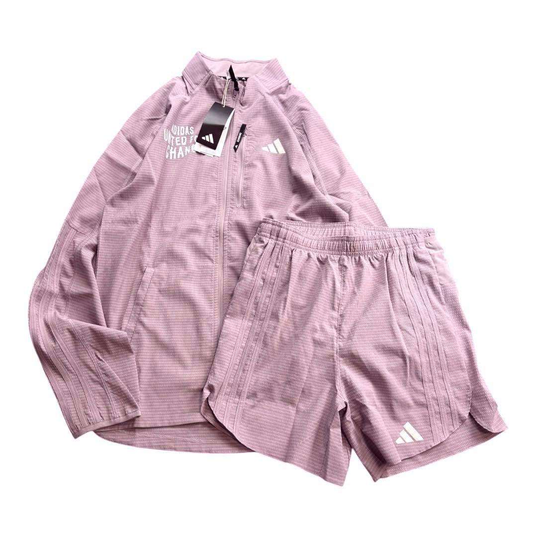 C新品 L アディダス ランニング 上下 セットアップ ジャケットショーツ