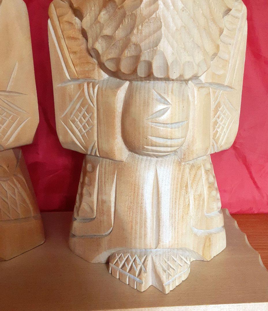 アイヌ　木彫り　夫婦人形